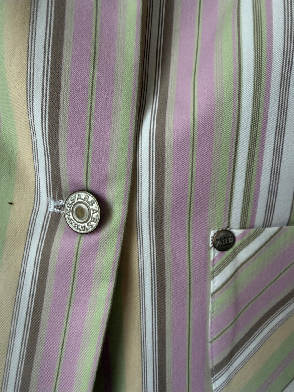 ABS Allen Schwartz Pastel Striped Cotton Blazer in Pink, Green & White size 6 - Picture 5 of 8